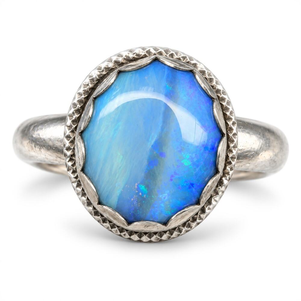 Lightning Ridge Crystal Opal Doublet Sterling Silver Ring – Size 6